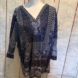Lucky Brand Indigo Patterned Tunic